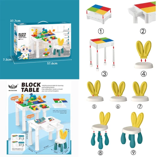Animal Blocks World 102 Pcs Multifunctional Learning & Building Adjustable Table Heists With Chair (MG1056-RS) - Rs Toys - Image 4