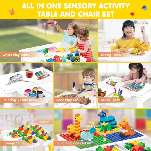 Animal Blocks World 102 Pcs Multifunctional Learning & Building Adjustable Table Heists With Chair (MG1056-RS) - Rs Toys - Image 7