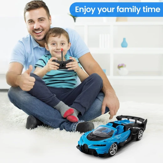 Bugatti Convertible RC Car for Kids - Scale 1:18 - 4-Channel Remote Control - 3.7V Rechargeable Battery - Working Head & Tail Lights - Ages 3+ - Bugatti - Image 6