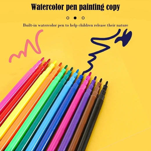 طاولة بروجكتر رسم للأطفال مع موسيقى، 3 شرائح مع 24 نمط عرض، طاولة تعليمية للرسم والتتبع مع جهاز عرض  ودفتر رسم، 3 سنوات وأكثر - ألعاب ار اس - Image 2