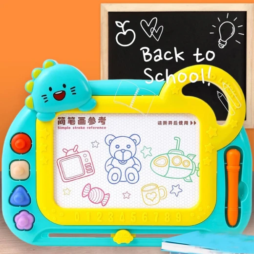 Magic Slate Board erasable Magnetic Drawing, Writing Dino Design with Handle, and Includes Pen & Four Stamps Size 30.7 x 23 cm (TK-743-RS)) - Rs Toys - Image 2