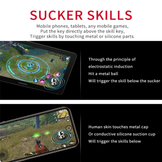 Pair of Mobile Gaming Trigger Buttons for Fast Shooting and Aiming with High Sensitivity and Electrostatic Sensing Technology, Copper and Silicone, Screen-Safe, Compatible with Smartphones and Tablets, Silver (X-13-RS) - Rs Toys - Image 5