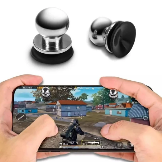 Pair of Mobile Gaming Trigger Buttons for Fast Shooting and Aiming with High Sensitivity and Electrostatic Sensing Technology, Copper and Silicone, Screen-Safe, Compatible with Smartphones and Tablets, Silver (X-13-RS) Pair of Mobile Gaming Trigger Buttons for Fast Shooting and Aiming with High Sensitivity and Electrostatic Sensing Technology, Copper and Silicone, Screen-Safe, Compatible with Smartphones and Tablets, Silver (X-13-RS)