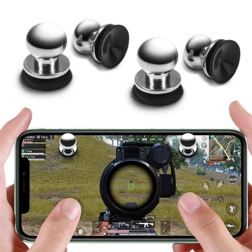 Pair of Mobile Gaming Trigger Buttons for Fast Shooting and Aiming with High Sensitivity and Electrostatic Sensing Technology, Copper and Silicone, Screen-Safe, Compatible with Smartphones and Tablets, Silver (X-13-RS) - Rs Toys - Image 4