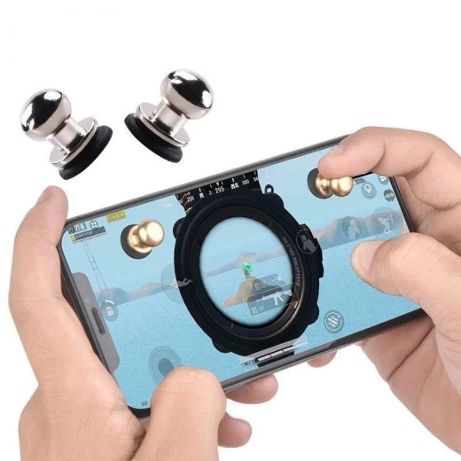 Pair of Mobile Gaming Trigger Buttons for Fast Shooting and Aiming with High Sensitivity and Electrostatic Sensing Technology, Copper and Silicone, Screen-Safe, Compatible with Smartphones and Tablets, Silver (X-13-RS) - Rs Toys - Image 2
