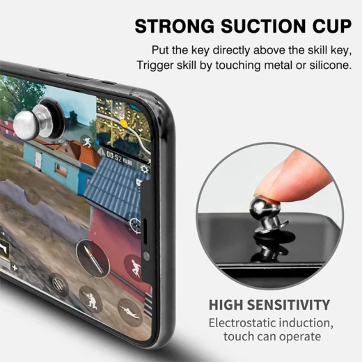 Pair of Mobile Gaming Trigger Buttons for Fast Shooting and Aiming with High Sensitivity and Electrostatic Sensing Technology, Copper and Silicone, Screen-Safe, Compatible with Smartphones and Tablets, Silver (X-13-RS) - Rs Toys - Image 6