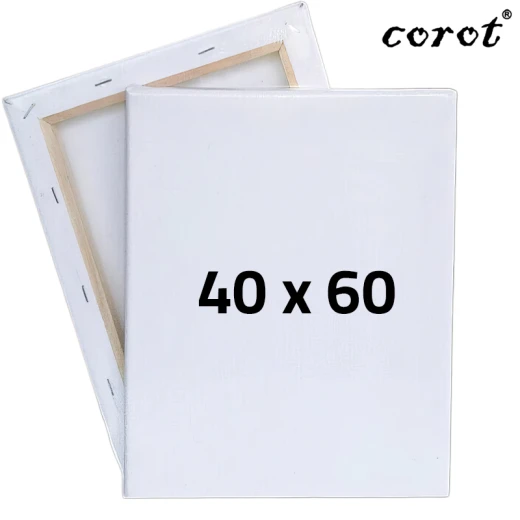 لوح كانفس مشدود من كوروت، مقاس 40 × 60 سم، وزن 280 غرام، بحبيبات متوسطة، مصنوع من القطن 100% مع طبقة جيسو تحضيرية، وإطار من خشب الصنوبر عالي الجودة.