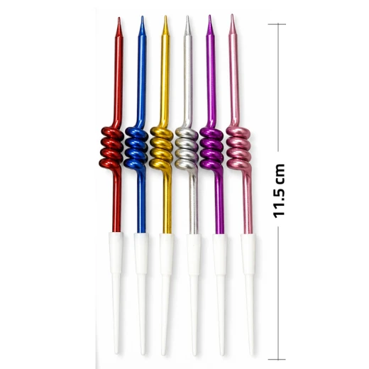 Birthday Candles Metallic Color Spiral Design For Cake Decoration Pack Of 6 Pcs 9 cm - Rs Toys - Image 3