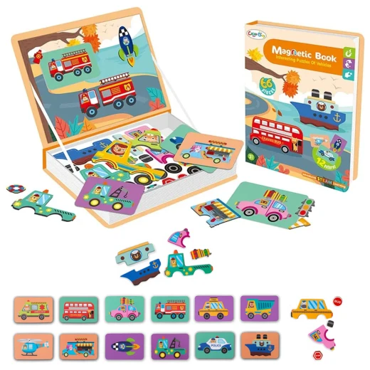 Color Day - Magnetic Puzzle Book Interesting Puzzles Of Vehicles (66 Pcs) - Suitable for Ages 3 Years & Up Color Day - Magnetic Puzzle Book Interesting Puzzles Of Vehicles (66 Pcs) - Suitable for Ages 3 Years & Up