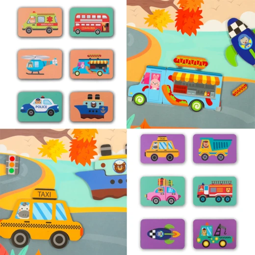 Color Day - Magnetic Puzzle Book Interesting Puzzles Of Vehicles (66 Pcs) - Suitable for Ages 3 Years & Up - Rs Toys - Image 4