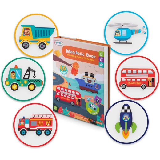 Color Day - Magnetic Puzzle Book Interesting Puzzles Of Vehicles (66 Pcs) - Suitable for Ages 3 Years & Up - Rs Toys - Image 7
