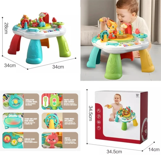 Amusement Park Study Table Multifunctional Activity Table for Kids with Piano & Train For Age 18 + (YL618-RS) - Rs Toys - Image 2
