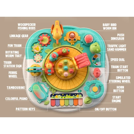 Amusement Park Study Table Multifunctional Activity Table for Kids with Piano & Train For Age 18 + (YL618-RS) - Rs Toys - Image 3