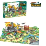 Dinosaur Institute Dinosaur Play set Mat Large Play Mat Includes 6 mini dinosaurs, 2 Toy Cars -Ages 3+ - Rs Toys