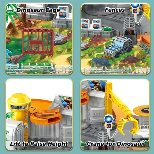 Dinosaur Institute Dinosaur Play set Mat Large Play Mat Includes 6 mini dinosaurs, 2 Toy Cars -Ages 3+ - Rs Toys - Image 6