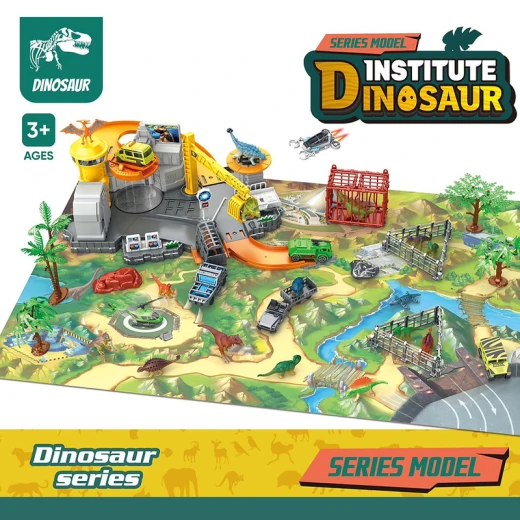 Dinosaur Institute Dinosaur Play set Mat Large Play Mat Includes 6 mini dinosaurs, 2 Toy Cars -Ages 3+ - Rs Toys - Image 8