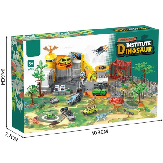 Dinosaur Institute Dinosaur Play set Mat Large Play Mat Includes 6 mini dinosaurs, 2 Toy Cars -Ages 3+ - Rs Toys - Image 9