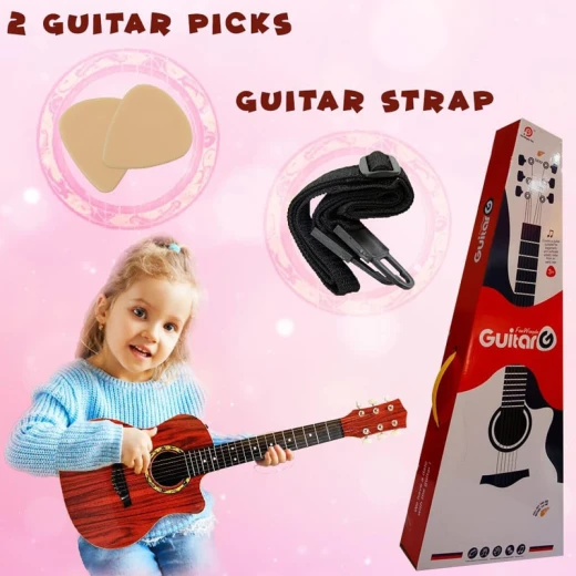 Wingda 6 Steel String Angle Guitar 81 cm Music Learning Guitar for Kids Age 3+ Maroon color  - Rs Toys - Image 6