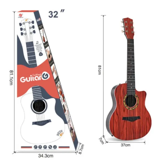 Wingda 6 Steel String Angle Guitar 81 cm Music Learning Guitar for Kids Age 3+ Maroon color  - Rs Toys - Image 9