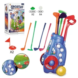 Toddler Golf Set, Kids Golf Clubs with Rolling Golf Cart, 4 Clubs, 4 Balls, Practice Holes & Flags, Indoor & Outdoor Golf Toy, Age 3+