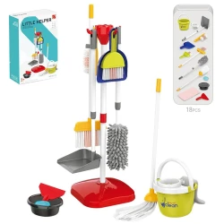 Little Helper 18-Piece Kids Cleaning Toy Set – Pretend Play Broom, Mop, Dustpan & Cleaning Tools - Educational Role-Play Housekeeping Kit for Children - Ages 3+