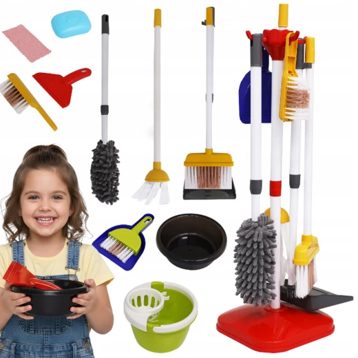 Little Helper 18-Piece Kids Cleaning Toy Set – Pretend Play Broom, Mop, Dustpan & Cleaning Tools - Educational Role-Play Housekeeping Kit for Children - Ages 3+ - Rs Toys - Image 5