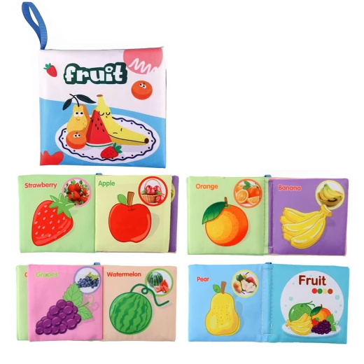 6PCS Baby Bath Books – Animals, Fruits, Vegetables, Transportation, Space, Sea & Western Food – Waterproof, Soft Fabric, Crinkle Sounds, Educational for Toddlers 6M+ - Rs Toys - Image 3