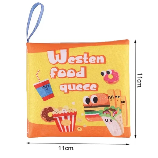 6PCS Baby Bath Books – Animals, Fruits, Vegetables, Transportation, Space, Sea & Western Food – Waterproof, Soft Fabric, Crinkle Sounds, Educational for Toddlers 6M+ - Rs Toys - Image 8