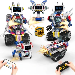 5 in 1  Robots Remote Control & App Control With Smart lcd Technic High Technology Engineering Model Vehicle Assembly Toy Set 603 Blocks With educational features –Ages 6+