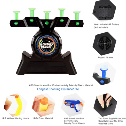 Floating Target Shooting Game with 1 Foam Blaster gun, 10 foam Bullets, and 10 Styrofoam Balls  - Rs Toys - Image 7