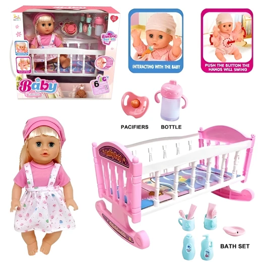 Interactive Recording Doll 34 cm with Bed and Accessories – 6 Sounds – Suitable for Ages 3+ Interactive Recording Doll 34 cm with Bed and Accessories – 6 Sounds – Suitable for Ages 3+