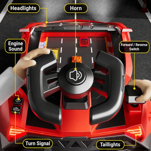 Lamborghini Interactive Driving Simulator Toy for Kids with Steering Wheel, Music & Lights – Racing & Driving Adventure Game | Ages 3–12 Years - Rs Toys - Image 3