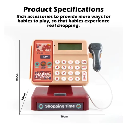 Cash Register Kids Fast Food Restaurant Toy with Sound - Complete Pretend Play Set with Food Accessories, Age 3+ - Rs Toys - Image 4