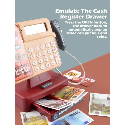 Cash Register Kids Fast Food Restaurant Toy with Sound - Complete Pretend Play Set with Food Accessories, Age 3+ - Rs Toys - Image 8