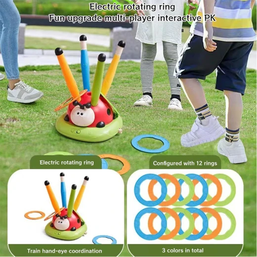 3 in 1 Ladybug Sport Entertainment Exercise Game Toy, Multifunction Rope Skipping Machine Ferrule Jump Rocket Launcher , Ring Toss Game Outdoor Fun For Age 3-6 Years (296Y-RS) - Rs Toys - Image 3