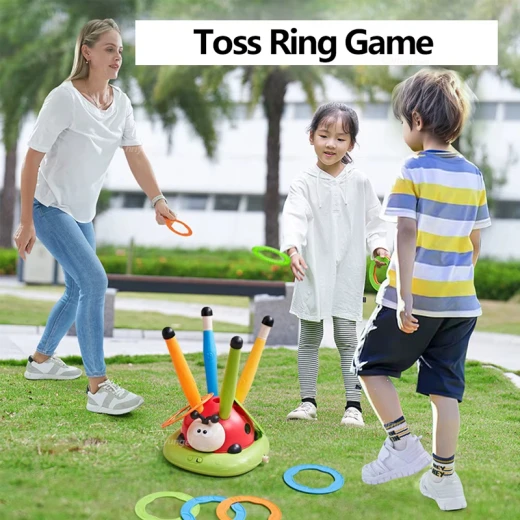 3 in 1 Ladybug Sport Entertainment Exercise Game Toy, Multifunction Rope Skipping Machine Ferrule Jump Rocket Launcher , Ring Toss Game Outdoor Fun For Age 3-6 Years (296Y-RS) - Rs Toys - Image 6