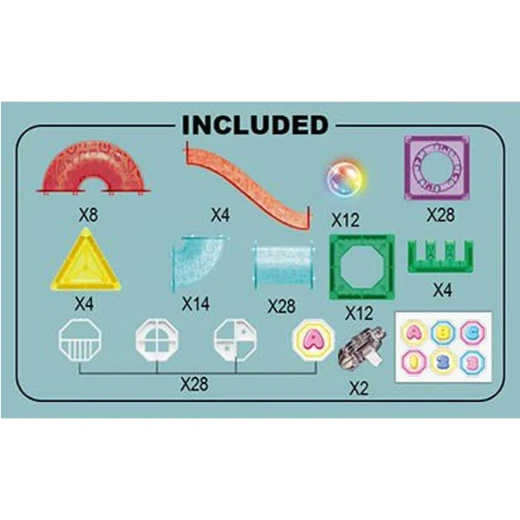 Lighting Magnetic Building Blocks 142pcs & Marble Run Set – STEM Montessori Educational Toy for Kids Age 3+ (Russian Version) - Rs Toys - Image 3