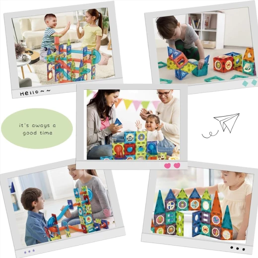 Lighting Magnetic Building Blocks 142pcs & Marble Run Set – STEM Montessori Educational Toy for Kids Age 3+ (Russian Version) - Rs Toys - Image 5
