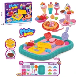 Magic Sand Chocolate Dessert Set - Kinetic Non-Toxic Sand with Food Molds, 2 Colors (500g), Creative DIY Play Kit for Kids 3+