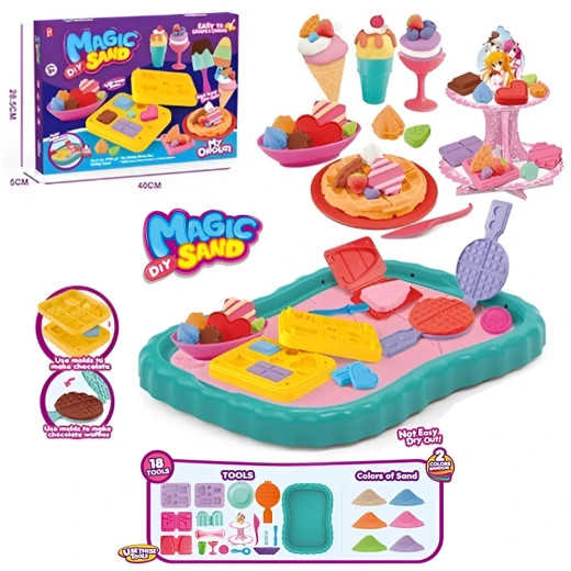 Magic Sand Chocolate Dessert Set - Kinetic Non-Toxic Sand with Food Molds, 2 Colors (500g), Creative DIY Play Kit for Kids 3+ Magic Sand Chocolate Dessert Set - Kinetic Non-Toxic Sand with Food Molds, 2 Colors (500g), Creative DIY Play Kit for Kids 3+