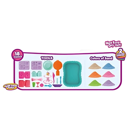 Magic Sand Chocolate Dessert Set - Kinetic Non-Toxic Sand with Food Molds, 2 Colors (500g), Creative DIY Play Kit for Kids 3+ - Rs Toys - Image 3