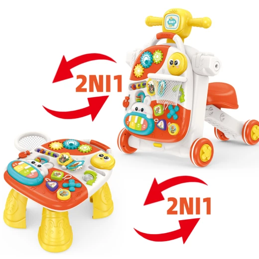 4-in-1 Multifunctional Baby Walker with Music, Lights & Activity Panel – Push Walker + Ride-On Car + Activity Table – Suitable from 9 Months - Rs Toys - Image 6