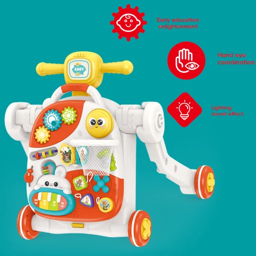 4-in-1 Multifunctional Baby Walker with Music, Lights & Activity Panel – Push Walker + Ride-On Car + Activity Table – Suitable from 9 Months - Rs Toys - Image 8