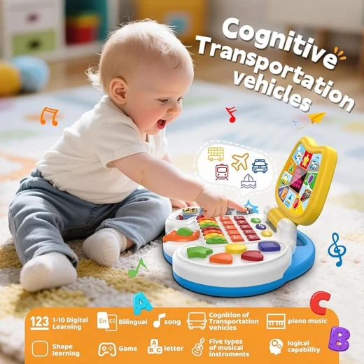 Interactive Laptop for Toddlers with Animated Screen: Teach Letters, Numbers, Colors, and Music for 1-4 Year Olds - Rs Toys - Image 7