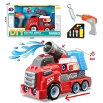 Large Take Apart Fire Rescue Vehicles with Electric Drill Set Assembly Toy ًWith Water cannon that sprays water – Ages 3+ - Rs Toys