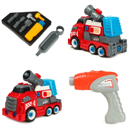Large Take Apart Fire Rescue Vehicles with Electric Drill Set Assembly Toy ًWith Water cannon that sprays water – Ages 3+ - Rs Toys - Image 3