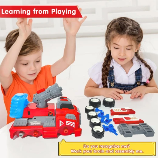 Large Take Apart Fire Rescue Vehicles with Electric Drill Set Assembly Toy ًWith Water cannon that sprays water – Ages 3+ - Rs Toys - Image 6