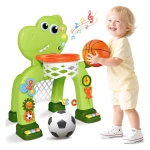 Dino Sport Set , Toddler Basketball Hoop & Soccer Goal with Light & Music For Age 1-4 Years (7007-7-RS) - Rs Toys