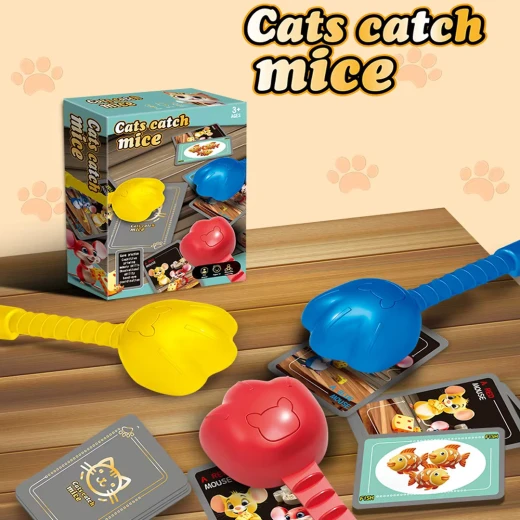 Cats Catch Mice Reaction Game – Fast Slapping Color Matching Card Game with Suction Cat Paws, Fun Family Party Game for 3–4 Players, Age 3+ - Rs Toys - Image 2