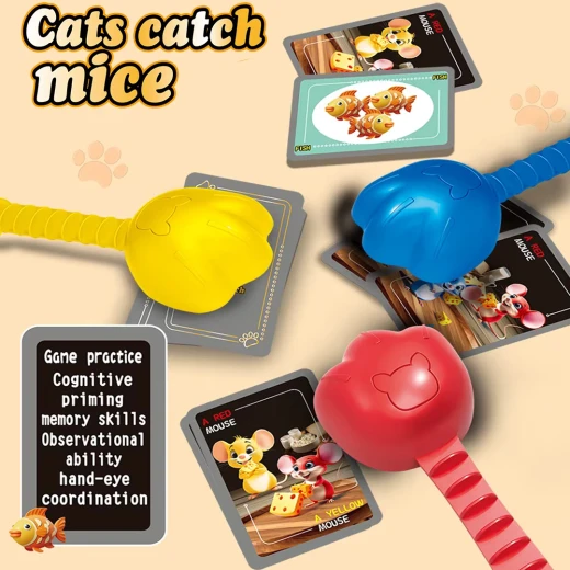 Cats Catch Mice Reaction Game – Fast Slapping Color Matching Card Game with Suction Cat Paws, Fun Family Party Game for 3–4 Players, Age 3+ - Rs Toys - Image 8